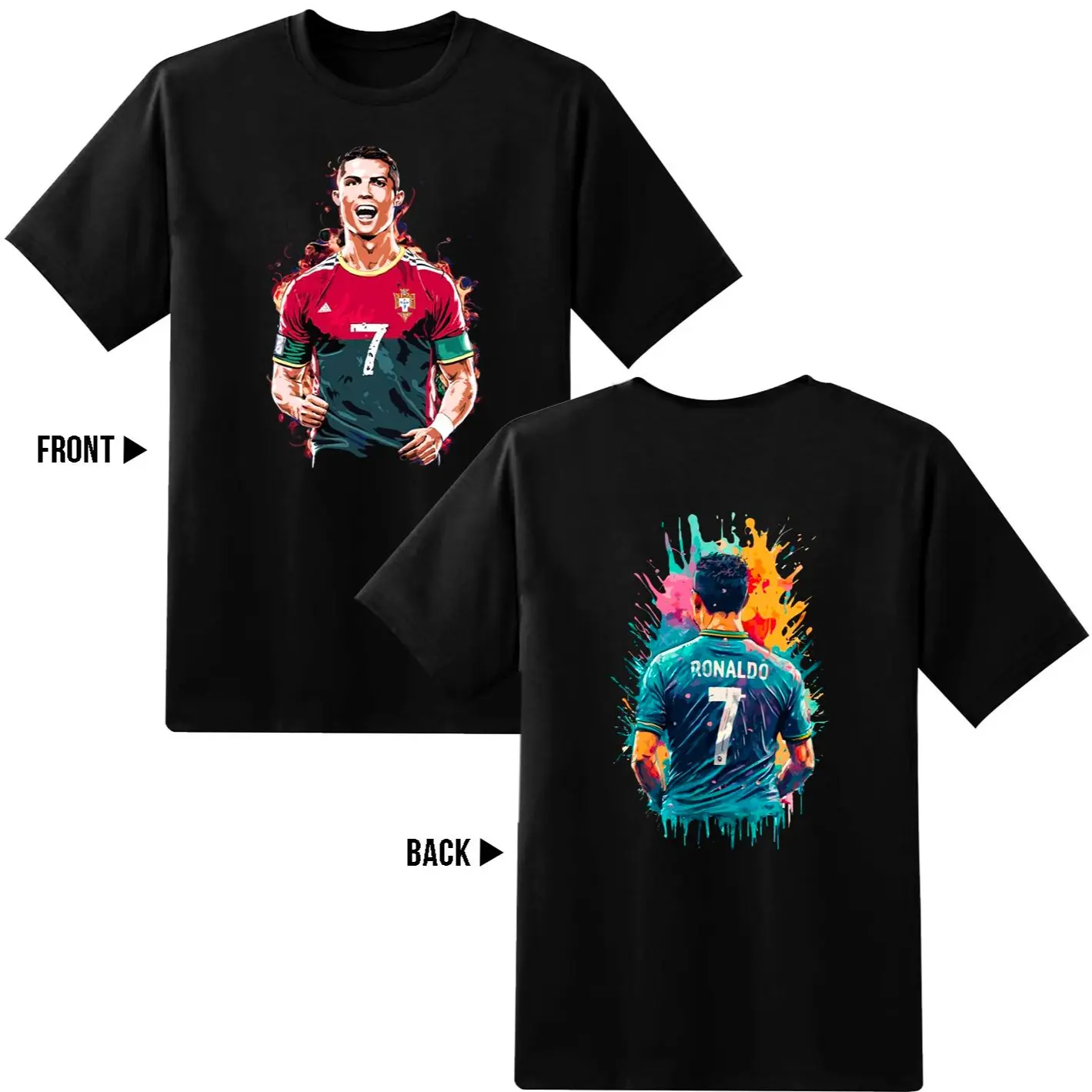 T-Shirt For Kids and Adults Ronaldo CR7 Cristiano Football Gold Tee for Boys Top Christmas Gift Year 5-13 Years Kids and S-3XL Adults Football Gifts
