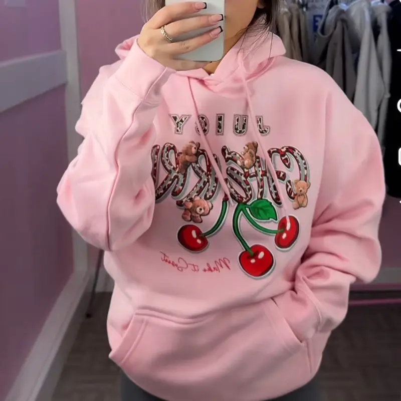 Juicy Cherry Teddy Bear Oversized Hoodie 2