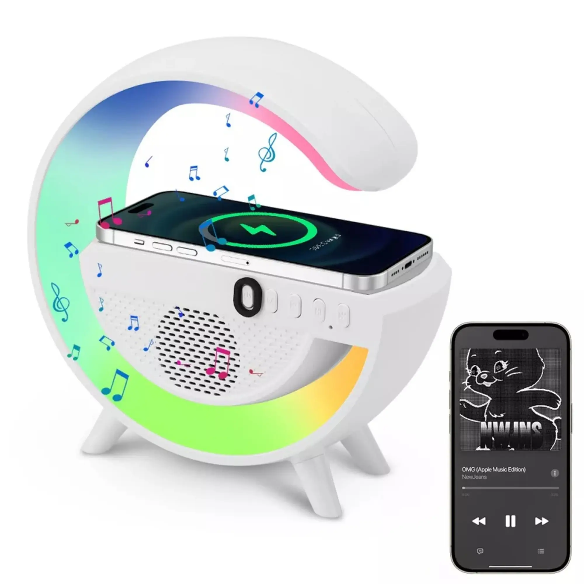 [TIKTOK TOP SELLER] G SHAPED BLUETOOTH LED SPEAKER, Smart Intelligent LED Lamp Bluetooth Speaker Wireless Charger G Shape Lamp Gifts Audio Charging Colorful  Games Lights Usb Smartphone Chargeable Card