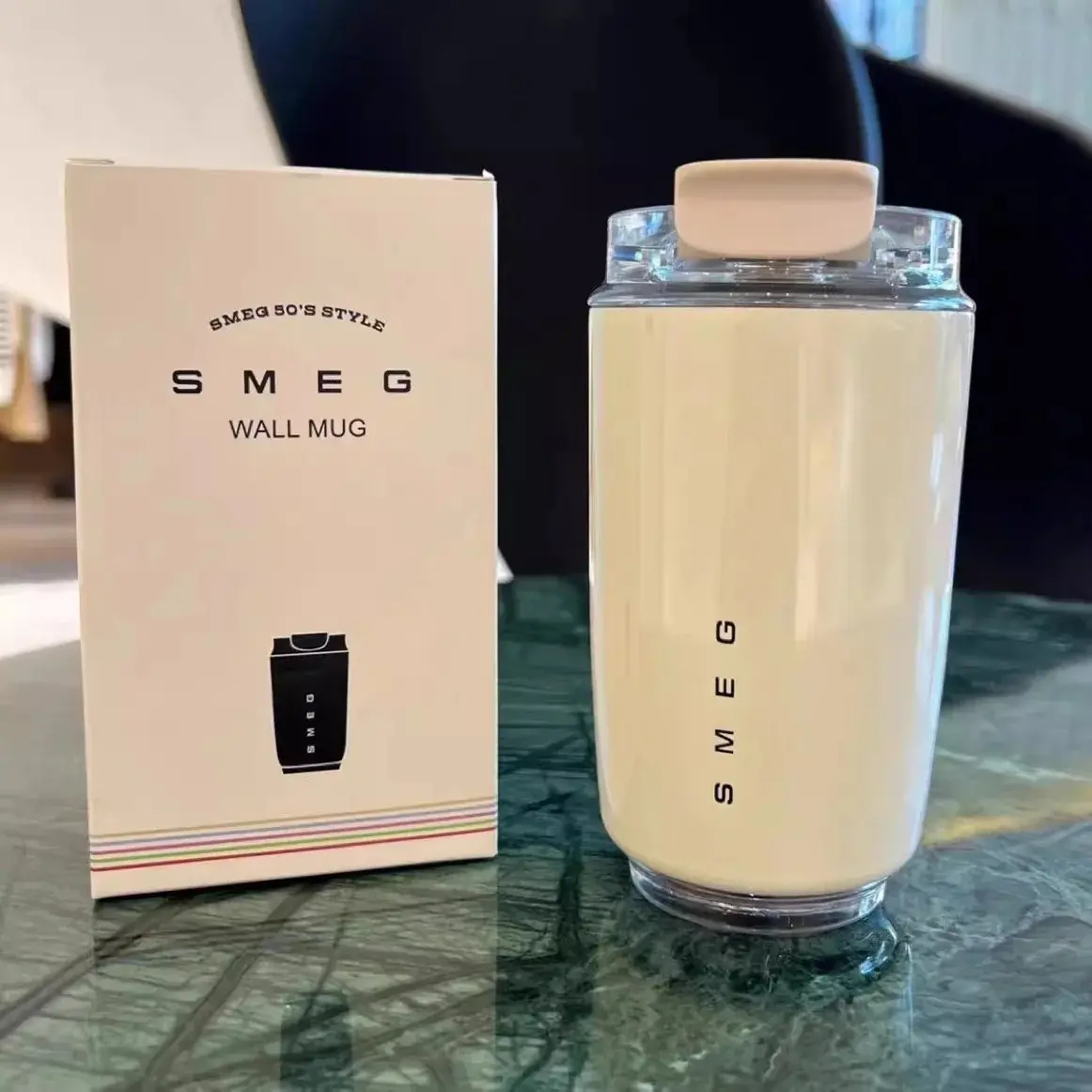 Stylish Smeg Thermos Coffee Mug - 240ml Stainless Steel Travel Mug for On-The-Go - Tumblers