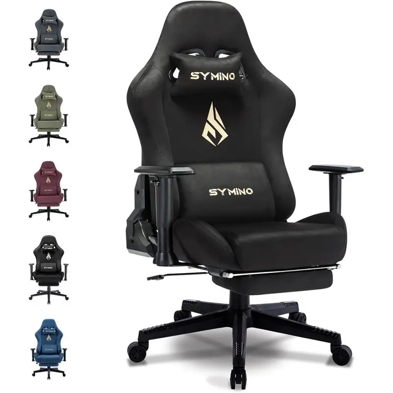 Gaming Chair, Computer Chair with Footrest, Headrest and Lumbar Support, Ergonomic PC Chair, Height Adjustable Rotating Task Chairs, Black 5