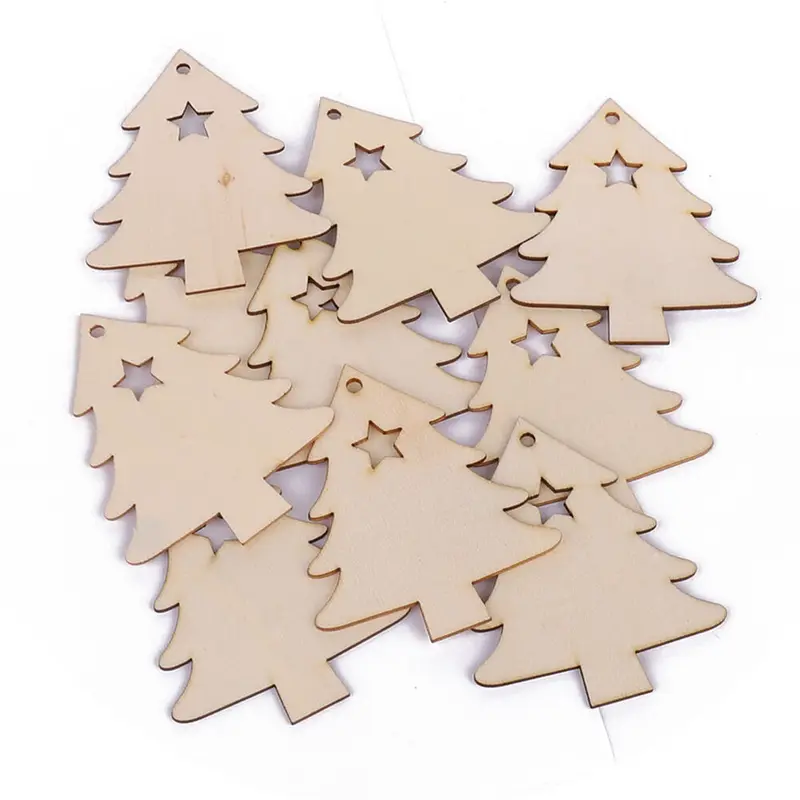 10-30Pc MDF Wooden Christmas Tree Shape Xmas Hanging Decor Blanks Craft Gift Lot 4