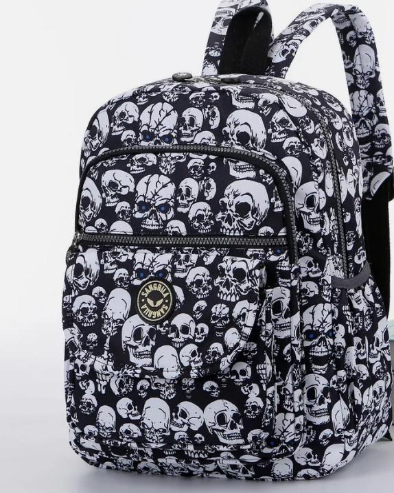 Lady rucksack backpack with white and black skull for travelling and leisure UK Seller 0