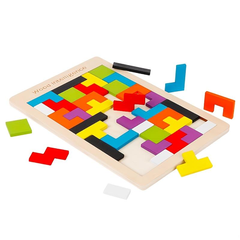 Product Introduction of Wooden Blocks Puzzle Brain Teasers Toy Tangram Jigsaw Intelligence Colorful 3D Russian Blocks Game STEM Educational Gift, Halloween, Christmas Gift, Thanksgiving Day Gift 2