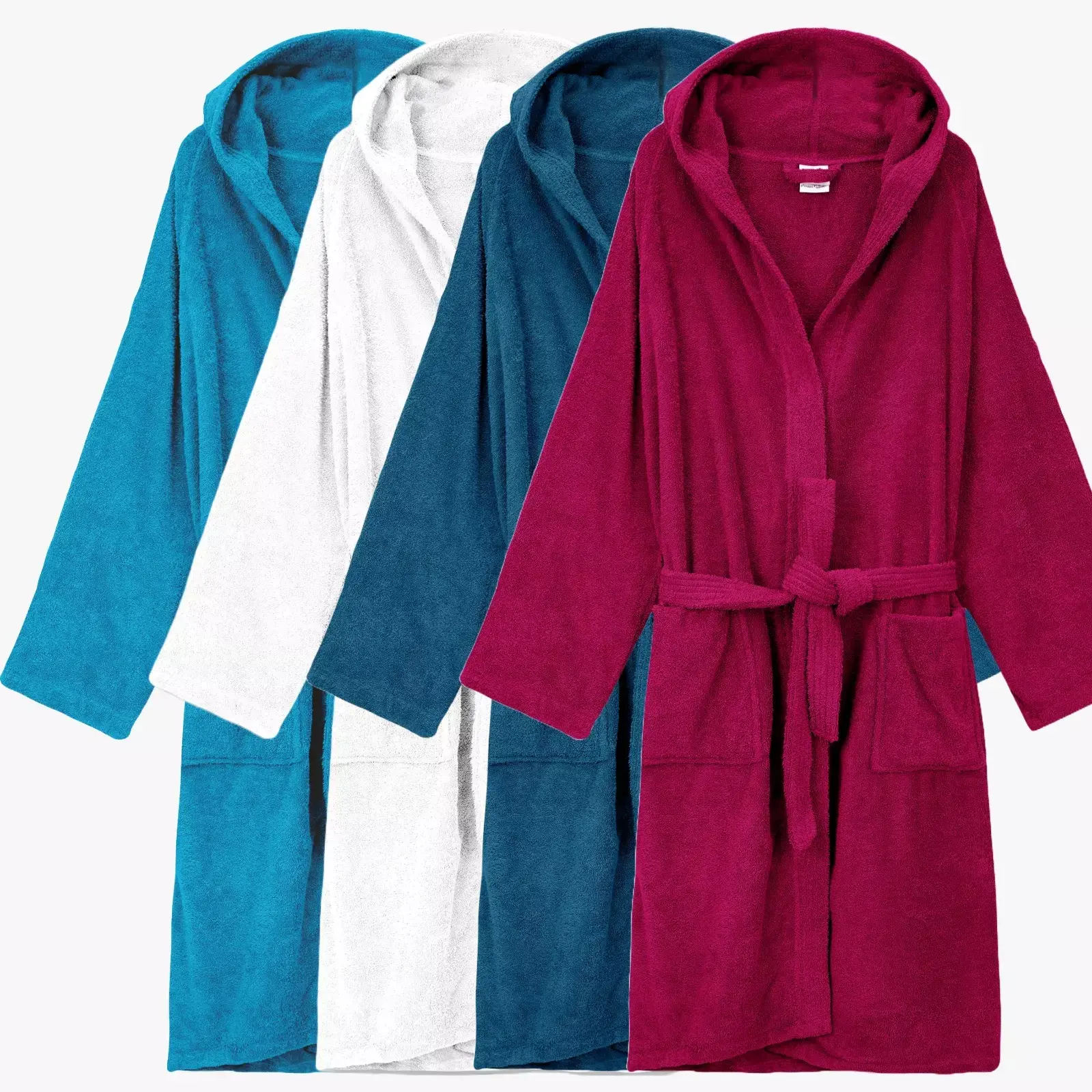 Luxury 100% Cotton Men's & Ladies Terry Towelling Hooded Bathrobe Dressing Gown Women's Bath Robe Nightwear