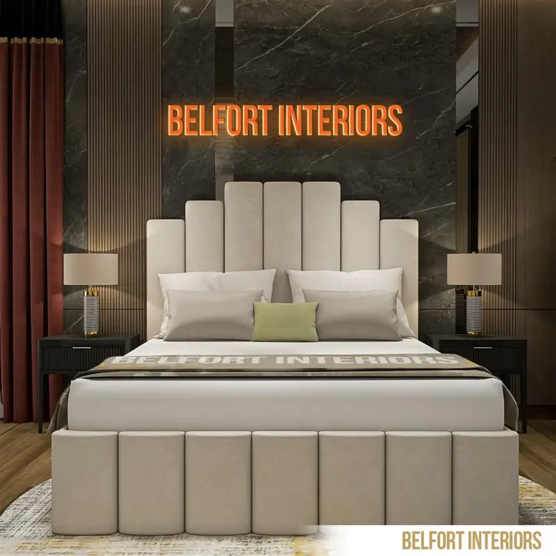 SKYLINE LUXURY OTTOMAN STORAGE PLUSH FABRIC BED FRAME- 3 colours 4