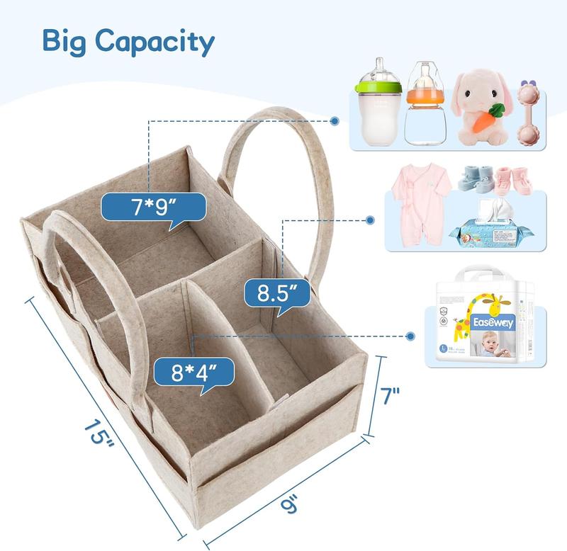 Product Introduction of Nappy Caddy, Newborn Essentials for Diaper Caddy, Sturdy Portable Washable Baby Caddy with Detachable Compartments.Baby Essentials for Newborn, Nappy Organiser for Indoor Outdoor, Khaki 3
