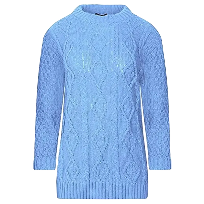 Women’s Jumpers Cable Knit Long Sleeve Jumper Chunky Knitted Winter Sweater Ladies Crew Neck Pullover Jersey Top Size UK 8-26 Knitwear Casual Comfortable Womenswear Fit Essential long  sleeve Jeans Medium Simple Slim Basic Crewneck 6
