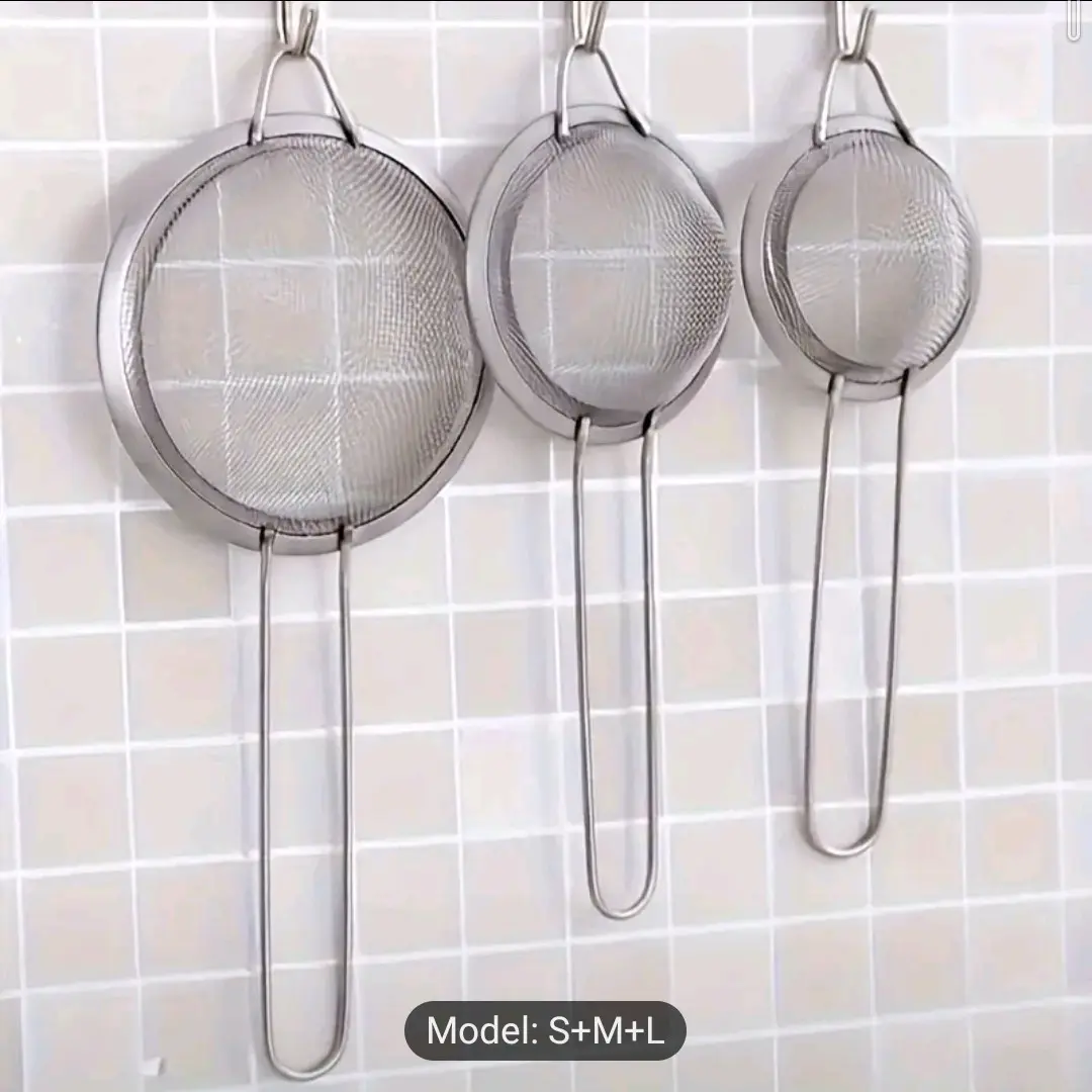 3pcs Stainless Steel Fine Mesh Strainer Set with Handles - Perfect for Tea, Coffee, Juice & Flour Filtration in Kitchen and Restaurant Use Filter Utensils