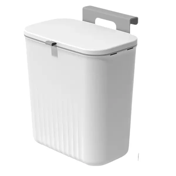 9L Wall Mounted Kitchen Cabinet . Hanging Trash Can with Lid for Waste Bin Grey