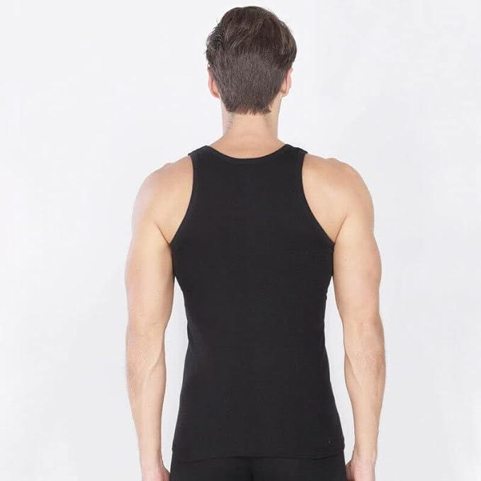 Pack of 3 New Mens Vests Singlet 100% Cotton Vest Tops for Men White Men's Vests Black Vests for Men UK Pack Utra Soft Mens Vest Undershirt Mens White Vest S to 5XL Menswear Natural Underwear Human 3