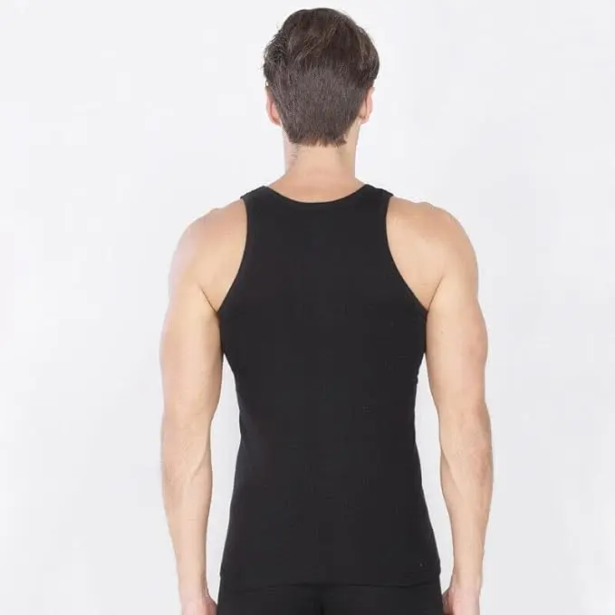 Pack of 3 New Mens Vests Singlet 100% Cotton Vest Tops for Men White Men's Vests Black Vests for Men UK Pack Utra Soft Mens Vest Undershirt Mens White Vest S to 5XL Menswear Natural Underwear Human 3