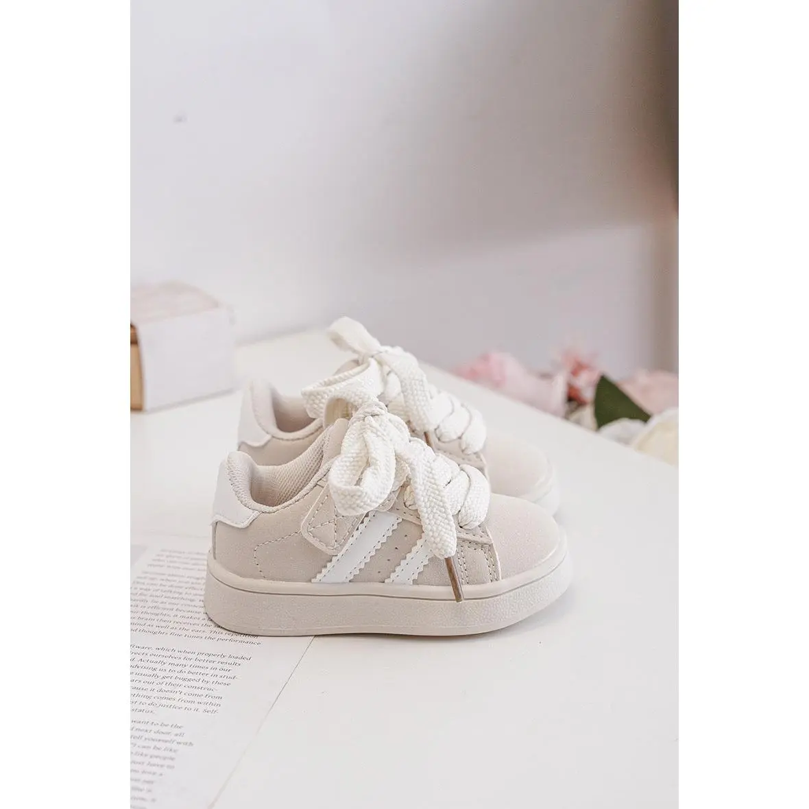 Baby Kids Children's Girls Beige Gum Sole Fashion Sports Trainers