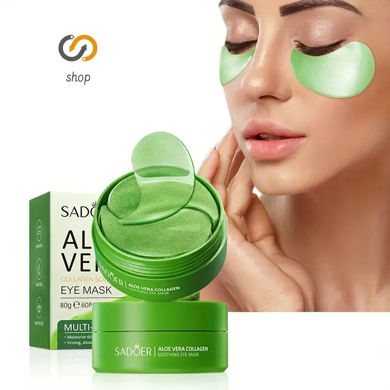 Hot Sales 60 Pcs, Aloe Vera Collagen Eye Mask, Dilute Wrinkle/Dark Circles Hydrating and Moisturizing Eye Patches, Wrinkle Smoothing, Soothing Eye Skin, for Dry Skin Care