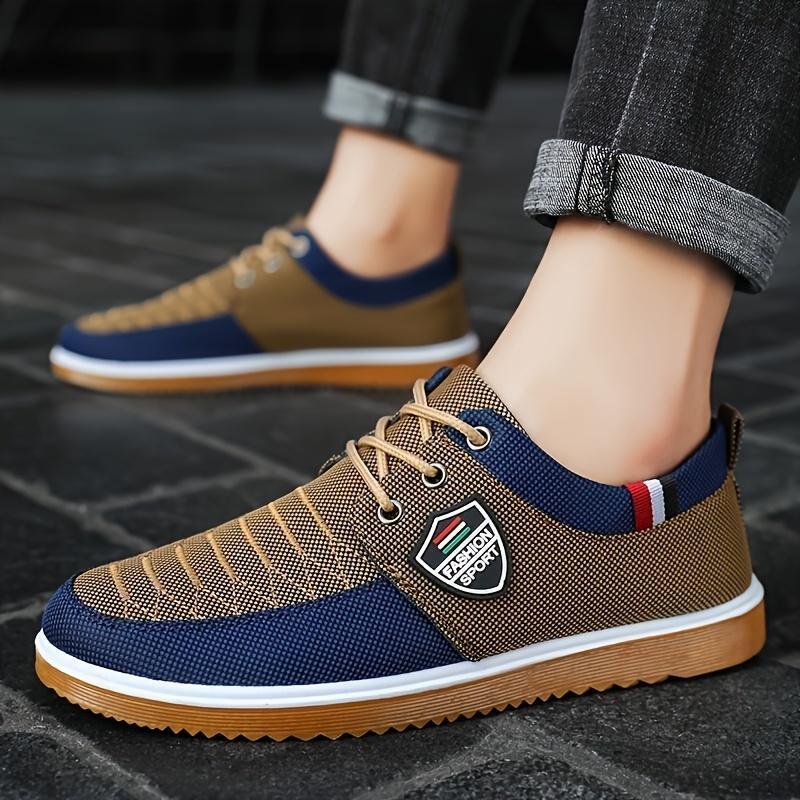 Elevate Your Walk: English-Style Men's Canvas Sneakers - Comfortable, All-Season, Solid-Color Lace-ups Closed Trainer Runner Training Athletic Running Sports Shoes Boy Casual Footwear Walking Shoes 4