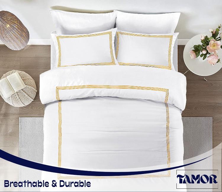 Product Introduction of Embroided Baratta Stitch Duvet Cover Set with Matching Pillowcases - Ultrasoft Brushed Microfiber - Chic & Modern Design - Easy Care & Machine Washable 1