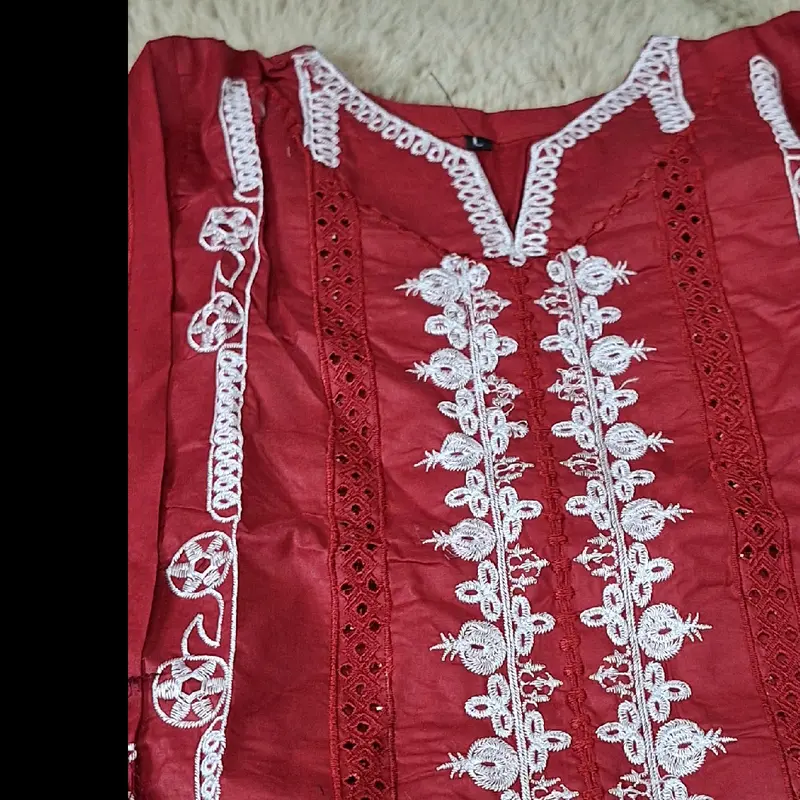 beautiful embroidered 3pc suite with silk dupatta. 2