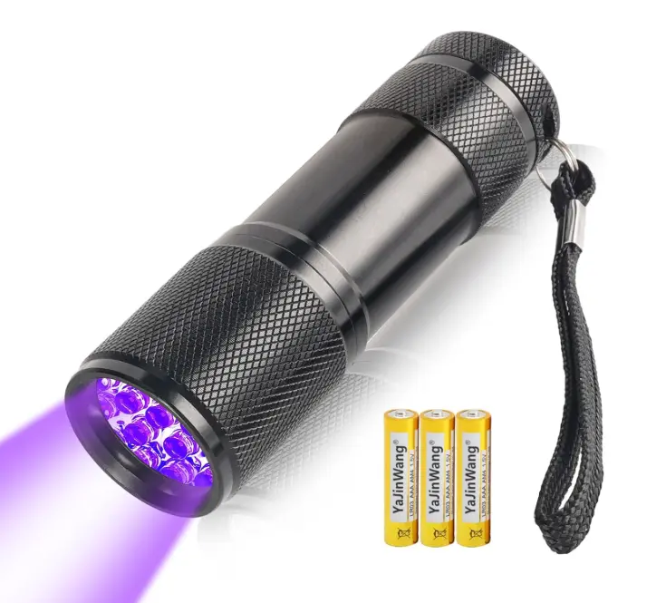 UV Torch Light,9 LED 395nm Ultraviolet Flashlight Torch, Black Light Detector for Pet Urine on Floors/Carpets,3 AAA Batteries Included, Urine Detectors