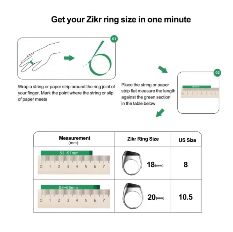 iQIBLA Zikr Ring Smart Tasbeeh Ring With App Muslim Tasbih With 5 Prayer Reminder Islamic Digital Tally Counter for Men & Women Qibla Direction Finder Customizable Prayer Reminders 1