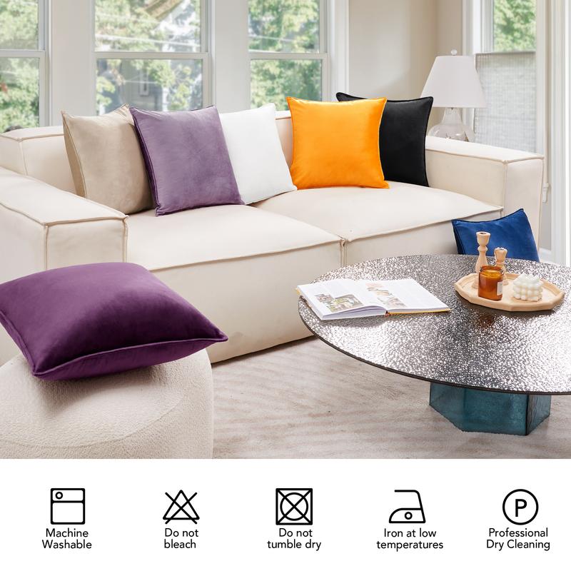 Deconovo Set of 2 Cushion Protectors Crushed Velvet Cushion Covers, Throw Pillow Cases Flanges Cushion Covers for Boys with Invisible Zipper 6