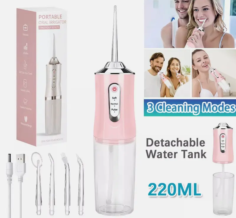Cordless Dental Water Flosser Oral Irrigator Teeth Cleaner with Jet 4 Tips Floss Cleansing 2