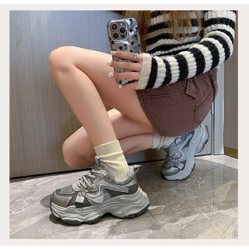 Women's shoes women's 2024 new mesh breathable running casual thick-soled heightening sports shoes Trainer Walking Shoes 8