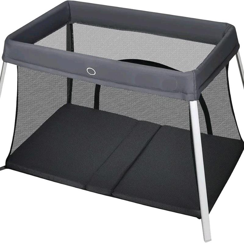Maxmass Foldable Baby Playpen with Zipper Door, Mattress and Carry Bag - Portable Infants Crib Bed for Newborns Toddlers (Gray) 7