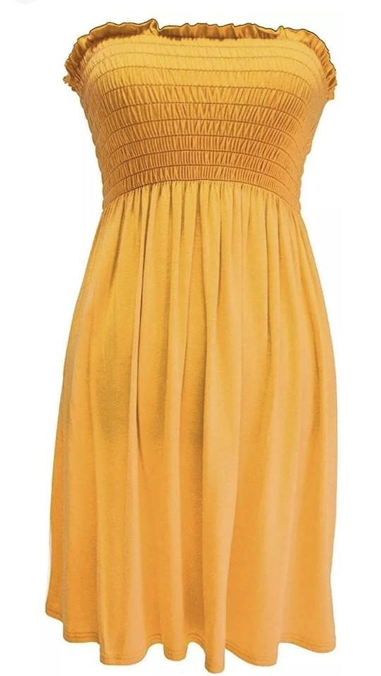 Product Introduction of STY Ladies Sheering Gather Boobtube Strapless Bandeau Summer Mini Dress Top Beachwear Coverup Holidays Casual Womenswear Comfort Basic Sleeveless Comfortable Style Chic Casual Wear 1