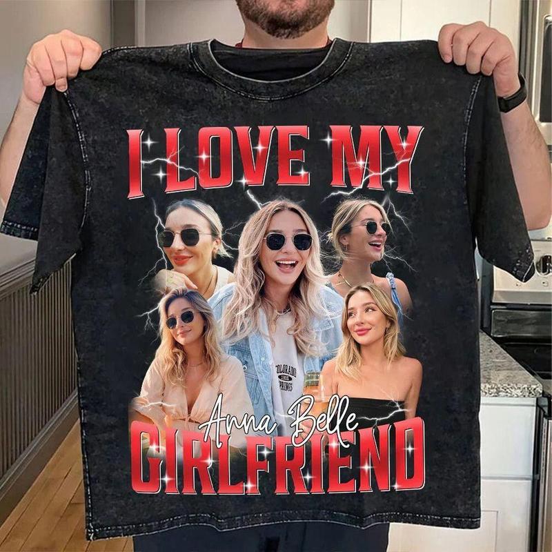 Custom Photo I Love My Girlfriend Shirt, Custom Bootleg Shirt, Custom Tshirt Gildan Heavy Cotton 2