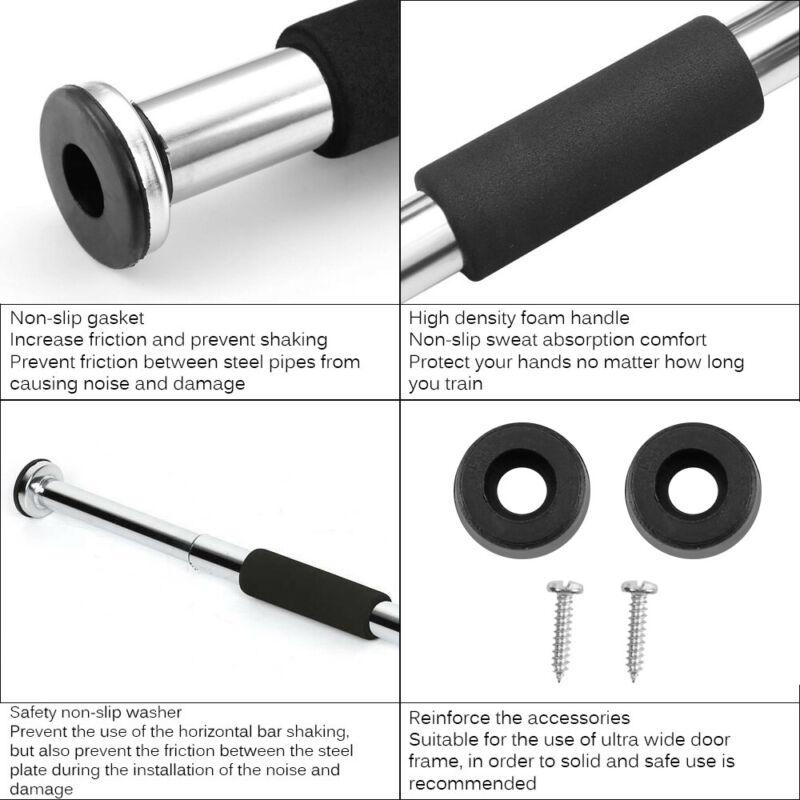 Product Introduction of 1 Adjustable Door Gym  Pull-Up Bar for Home Gym – Chin-Up, Strength Training, Fitness Exercise Equipment, Pull up Bar With Grips And Complete Fitting Tools, Gift For Bodybuilders, Gym Freaks, Gym Enthusiasts, Christmas Gift, banded  pull 5