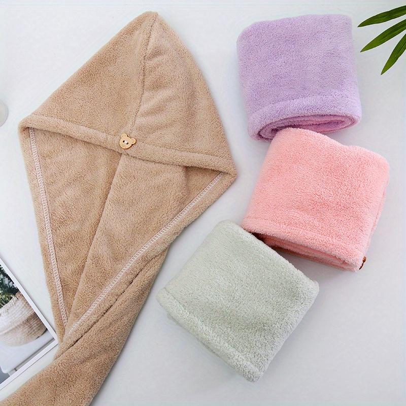 Product Introduction of 3pcs/4pcs Ultra-Absorbent Microfiber Hair Towel Cap - Quick Dry, Secure Button Design - Ideal for All Hair Types, Easy Hair Care & Bathroom Accessory 7