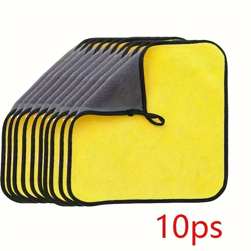 10 Pack of Thick Car Wash Towels - Double Color, Absorbent, and Soft Linen Material for Vehicle External Care