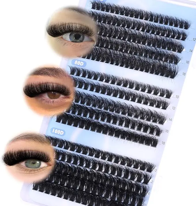 Fluffy Lash Clusters DIY Eyelash Extension - 270Pcs 60D+80D+100D 10-18MM - Makeup, Cosmetic cluster  lashes Synthetic