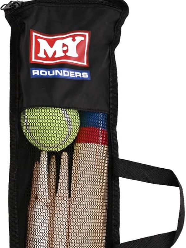 Deluxe Rounders Set Wooden 6Pc With Carry Bag Outdoor Fun Bat Ball Game Posts 4