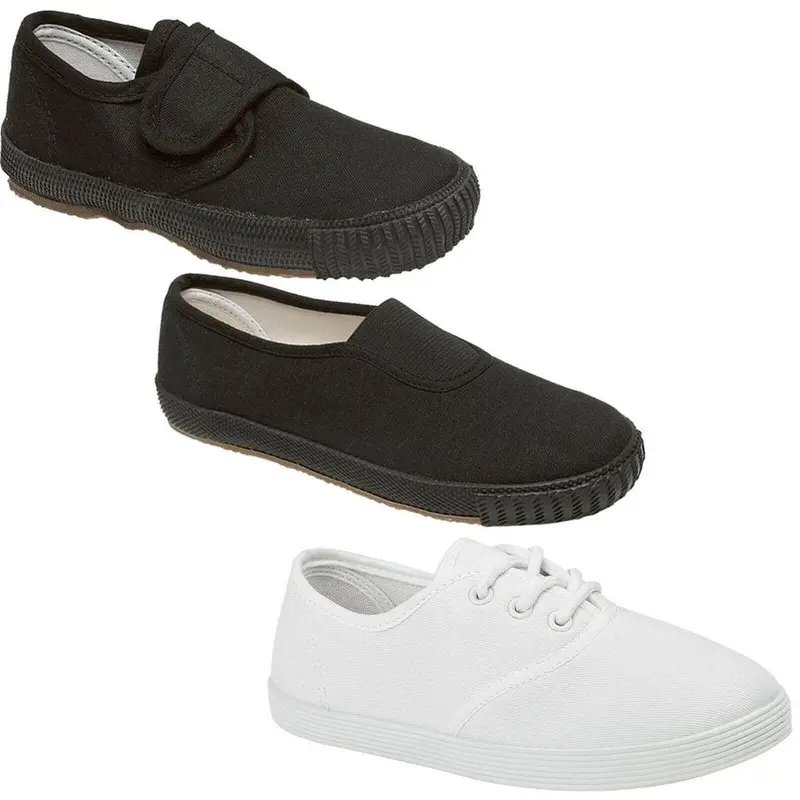 KIDS PE PUMPS SHOES CHILDRENS BOYS GIRLS ACTIVEWEAR UNISEX SCHOOL SPORTS TRAINERS PLIMSOLLS GYM INDOOR OUTDOOR FOOTWEAR RUBBER SOLE LIGHTWEIGHT BREATHABLE CASUAL SLIP-ON 0