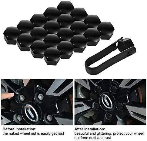 20 Pieces Wheel Nut Caps Wheel Nut Covers 17mm Bolt Cover Car Wheel Caps for Cars- Not Suitable for Q7(17mm) (Black, 17mm) 4