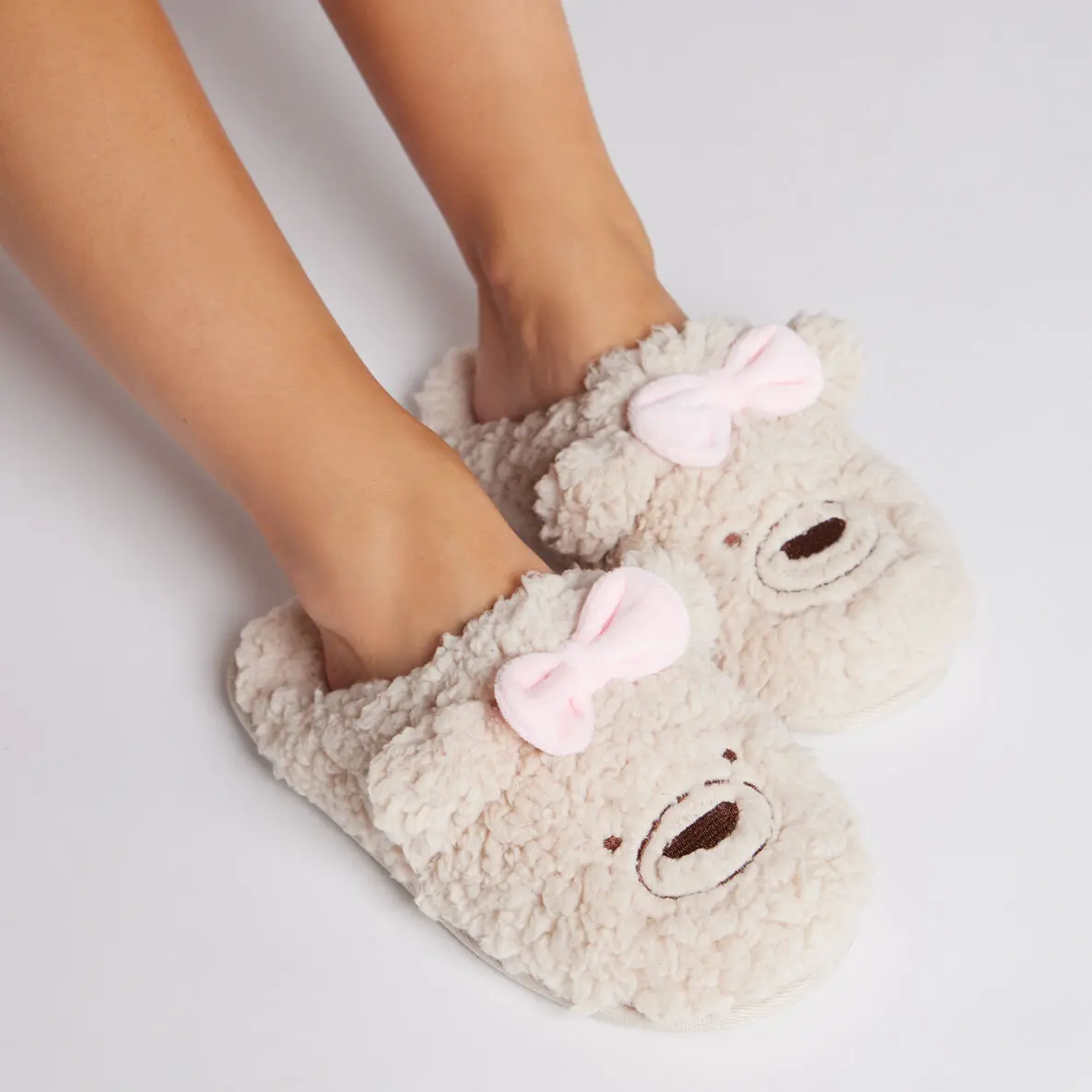 Teddy bear mule slippers