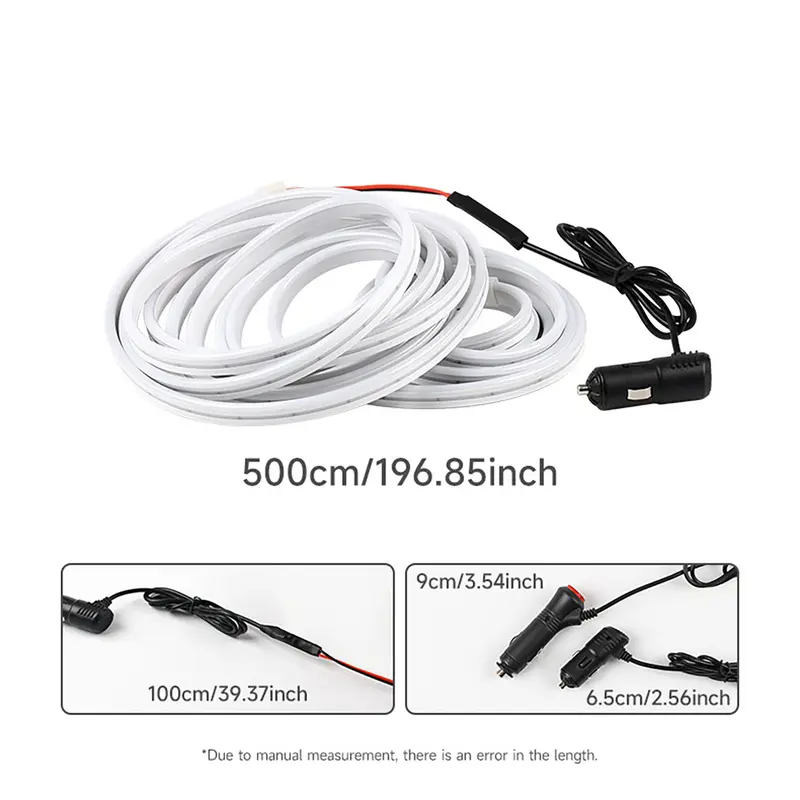 LED Light Bar Upgrade Kit, Car Trunk LED Light Interior Accessories Warm Light White Blue Red  Light Magnetic Cigarette Universal 5M Magnetically Controlled With Manual Switch, Suitable for All Car Models with Cigarette Lighter Interface 7