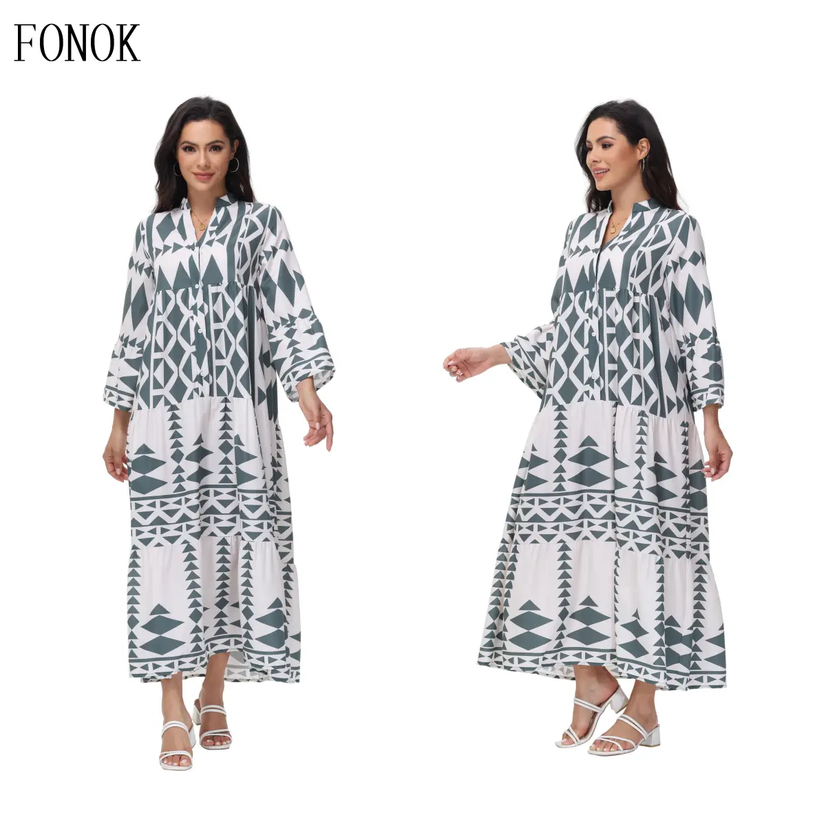 Casual Dresses Large size bohemian dress women's temperament printed shirt skirt  Beach vacation dresses Casual Womenswear skort dress fashion dress