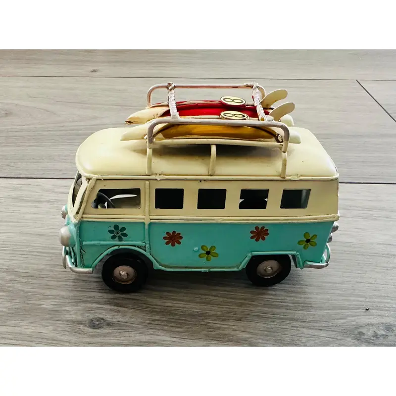 Vintage Style Floral Camper Van Ornament Tin Metal Retro Antique Home Decor 4
