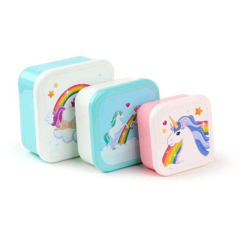 PUCKATOR Enchanted Rainbows Unicorn Set of 3 Lunch Box Snack Storage S/M/L - - Lunchbox with Multi Compartments - Small Food Containers - Lunchbox for Adults and Kids - Girls Boys Lunchbox Tableware 1