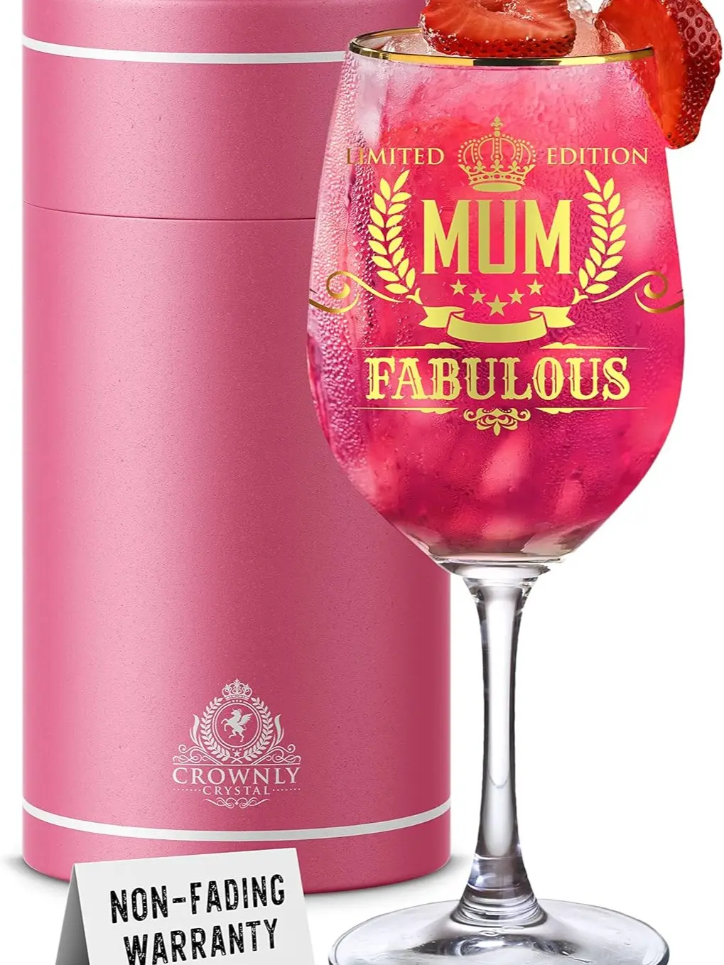 CROWNLY CRYSTAL Mothers Day Gifts for Mum Wine Glass Personalised Gifts for Women Mummy Birthday Gifts for Women Wine Glasses for Her Mum Gifts Presents Glasses Drinking Mothers Day Gifts Glass