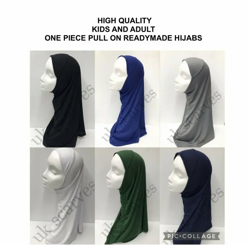 MUSLIM KIDS GIRLS/ADULT HIJAB ISLAMIC HEADSCARF PLAIN SCARF ONE PIECE CHILDREN 1