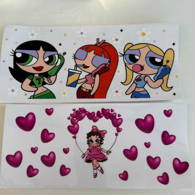 Character UV DTF transfer wrap for 16oz glasses, notebooks, mirrors etc 4