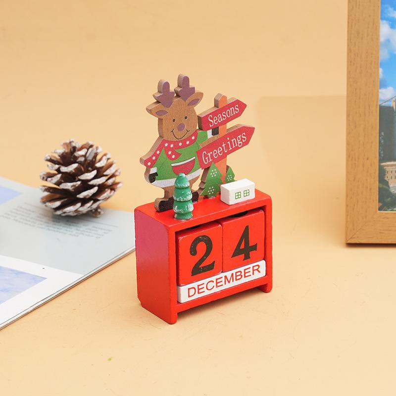 Product Introduction of Wooden Christmas Countdown Calendar with Santa, Elk, and Snowman - Decorative Holiday Blocks for Home and Office, Festive Xmas Advent Numerical Display, Seasonal Gift, No Feathers, Multi-Color 4