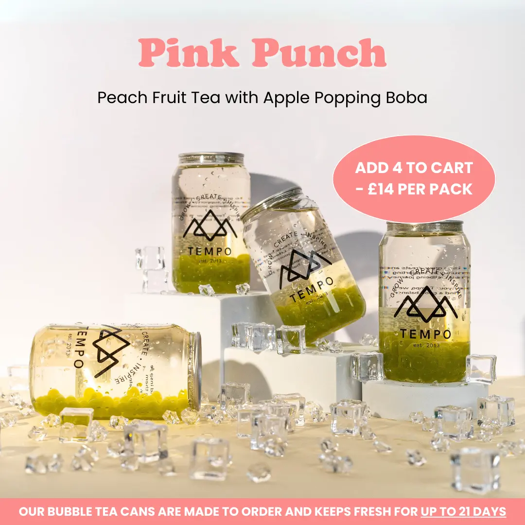 Pink Punch Bubble Tea Cans  350ml - 4 Pack