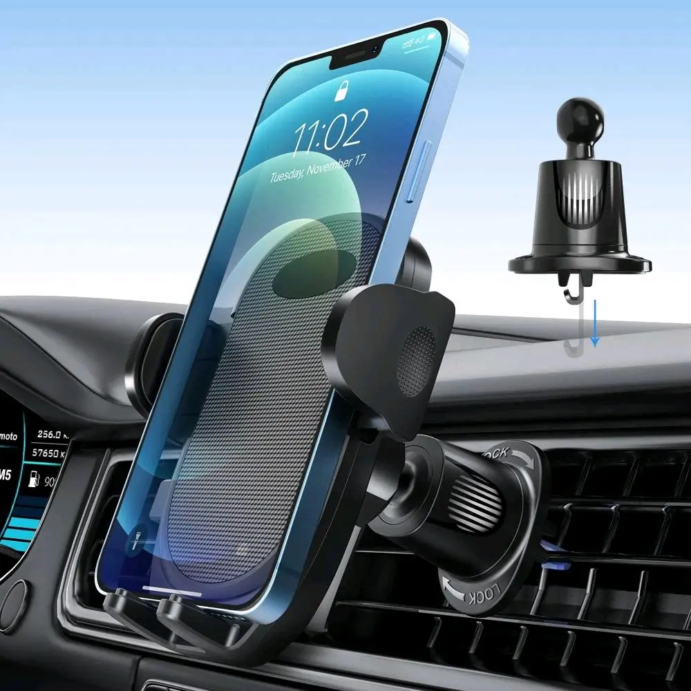 Car Phone Holder air vent for iPhone,Samsung, All 4.0''-6.7'' smartPhones, Edition, Air Vent Car Phone Mount Cradle 360° Rotation - 2024 Upgraded Super Stable Hook Clip - One Button Release Accessories Cellphone mobile
