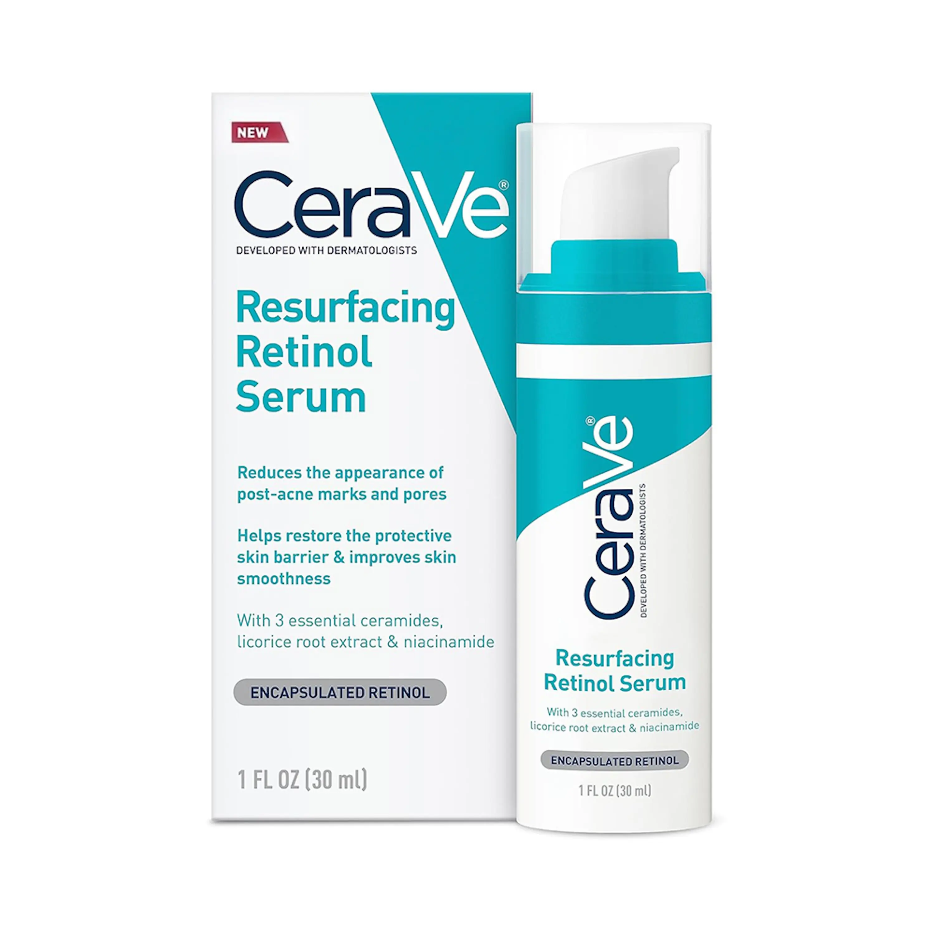 CeraVe Resurfacing Retinol Serum For Post-Acne Marks & Skin Texture Lightweight & Non-Greasy 30ml Skincare Comfort Skin Repair
