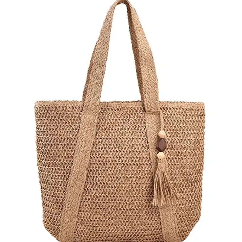 Large Capacity Women's Elegant Hand-Woven Shoulder Bag for Casual Tote Top and Beach Holiday Leisure Vacation Beach Bag 1