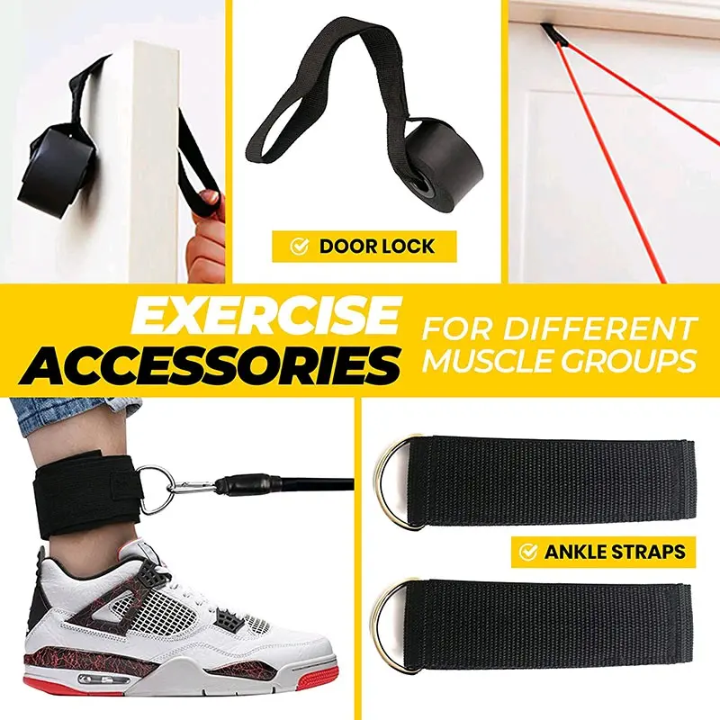 Portable Fitness Equipment 11pcs/Set Pull Rope with Ankle Strap, Chest Expander and Elastic Exercise Band 4